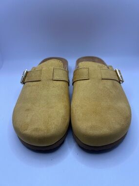 Sun + Stone Yellow Suede Slip-On Clog Mules